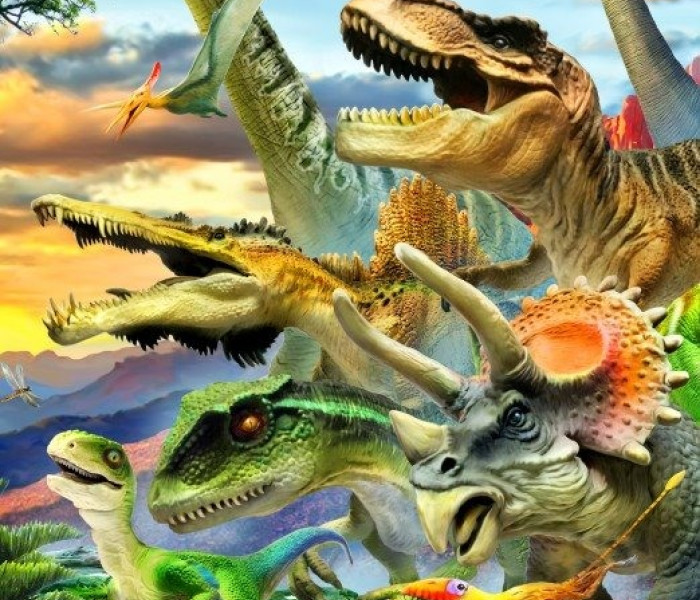 Puzzle - Bluebird - Dinosaury pri západe slnka