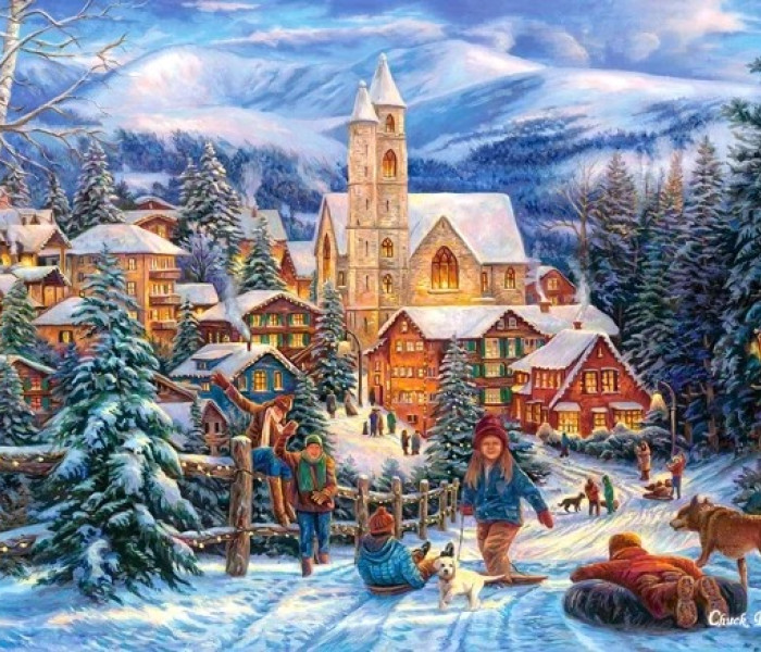 Puzzle - Castorland - Sánkovanie do mesta