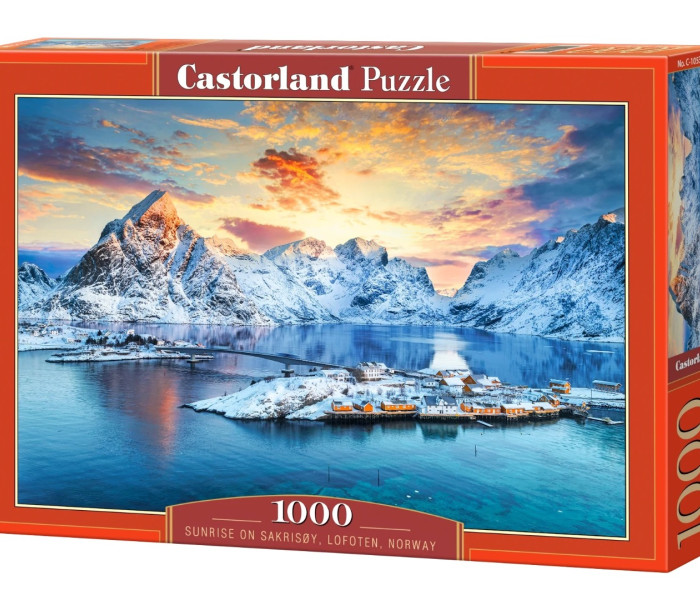 Puzzle - Castorland - Východ slnka na Sakrisøy, Lofoty, Nórsko