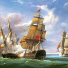 Puzzle - Castorland - Boj medzi francúzskou fregatou „La Canonnière“ a anglickou loďou „The Tremendous““