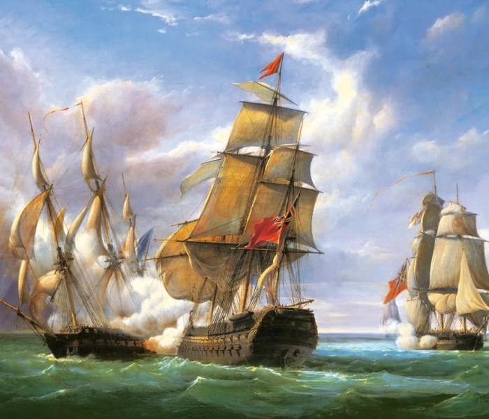 Puzzle - Castorland - Boj medzi francúzskou fregatou „La Canonnière“ a anglickou loďou „The Tremendous““