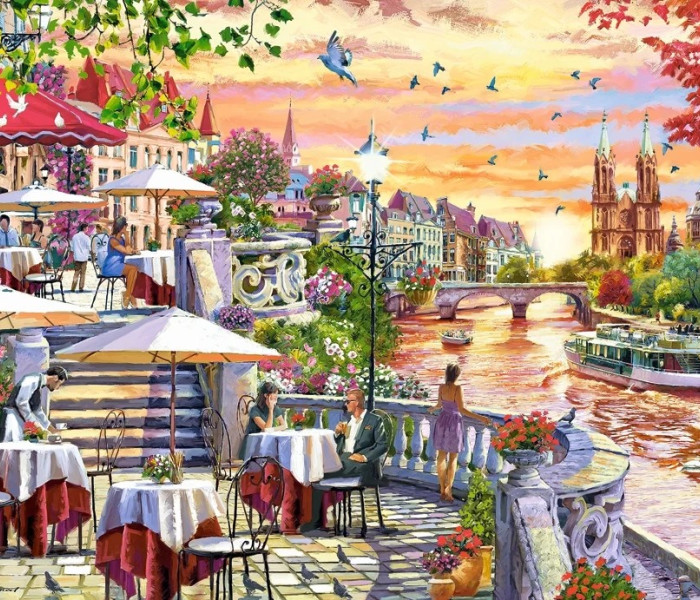 Puzzle - Castorland - Apus romantic în oraș