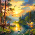 Puzzle - Castorland - Západ slnka nad lesnou riekou