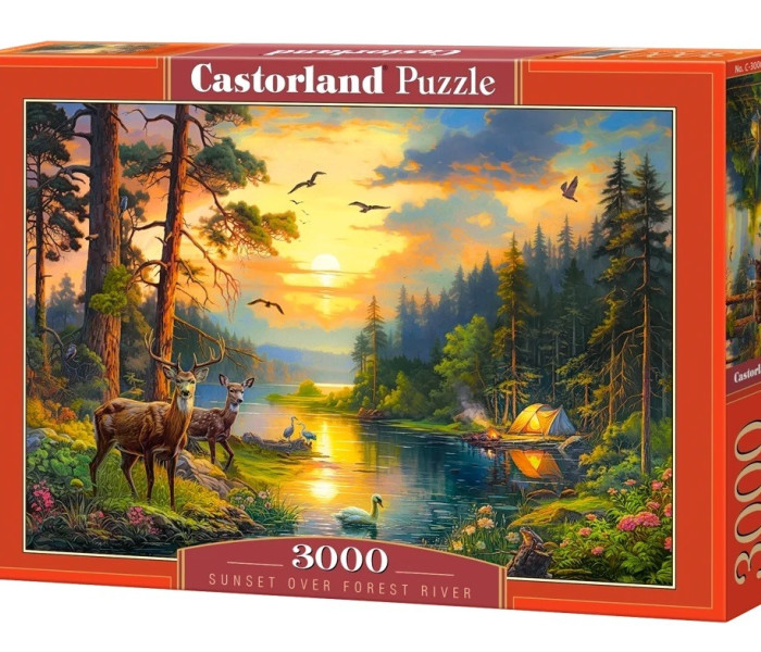 Puzzle - Castorland - Západ slnka nad lesnou riekou