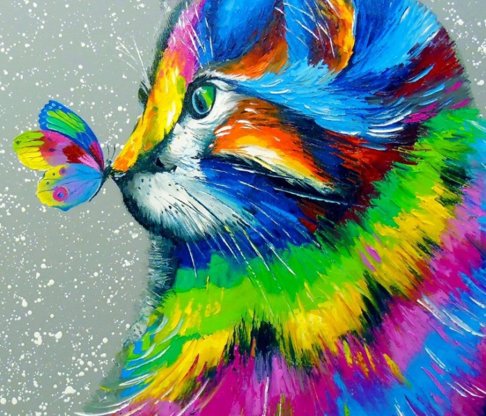 Puzzle - Enjoy - Pisică frumoasă și fluture