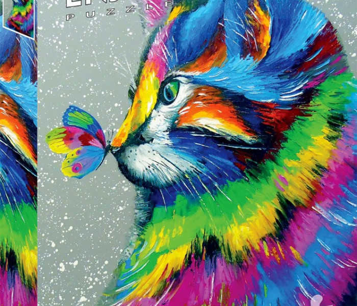 Puzzle - Enjoy - Pisică frumoasă și fluture