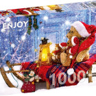 Puzzle - Enjoy - Plyšoví medvídci v santovských čepicích