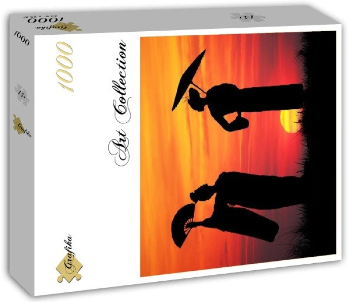 Puzzle - Grafika - Gejša pri západe slnka