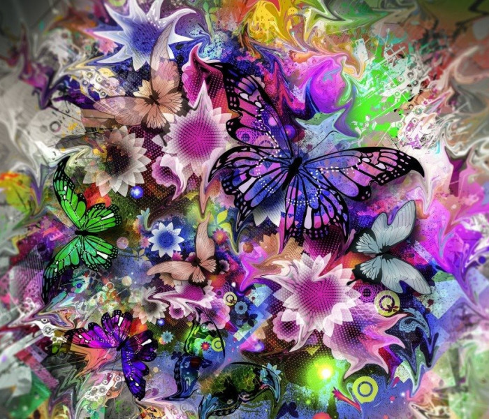 Puzzle - Grafika - Kvety a motýle