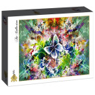 Puzzle - Grafika - Jarné kvety a motýle