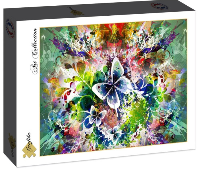 Puzzle - Grafika - Jarné kvety a motýle