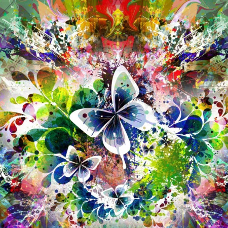 Jarné kvety a motýle