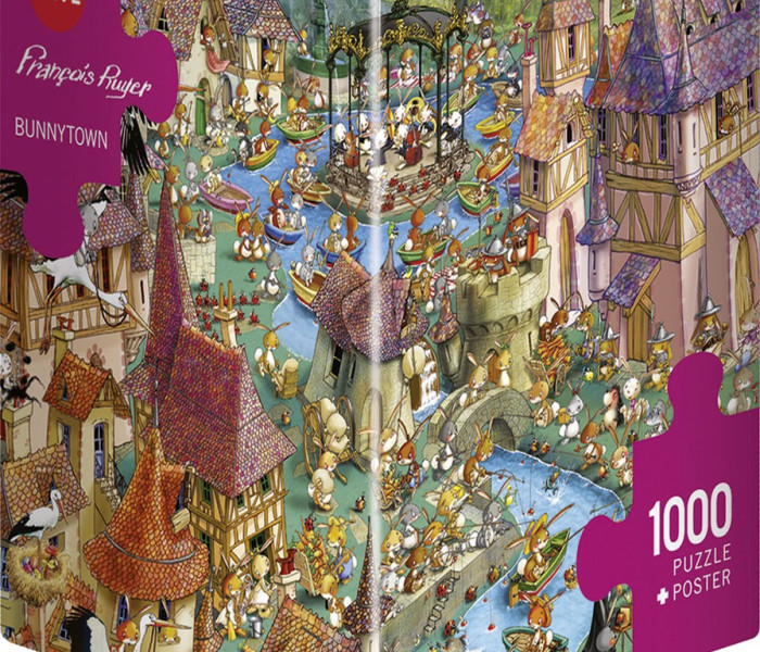 Puzzle - Heye - Králičie mestiečko - Triangular puzzle