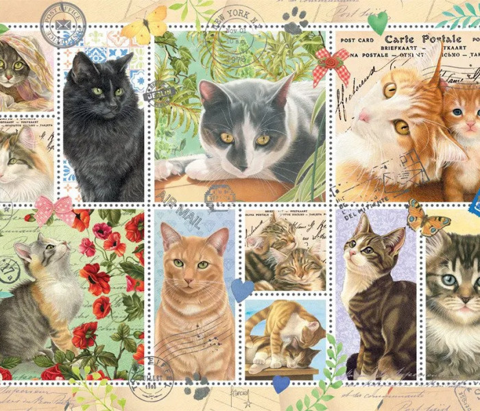 Puzzle - Jumbo - Mačacie známky