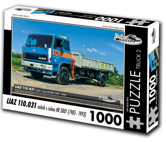 Puzzle - Retro-auta - Liaz 110.031 valník s rukou HR 3001 (1985-1993)