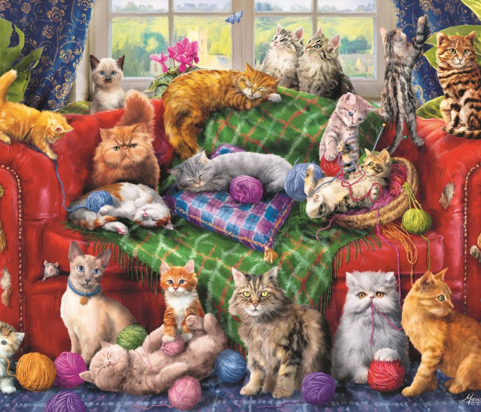 Puzzle - Trefl - Pisici pe canapea