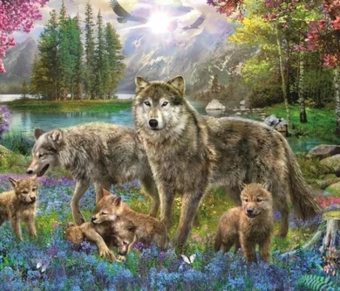 Puzzle - Trefl - Vlčia rodina