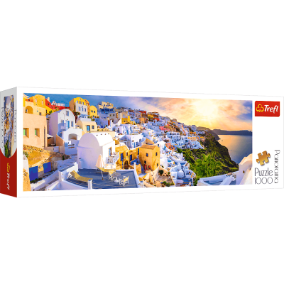 Západ slnka na Santorini, Grécko - Panoramatické puzzle