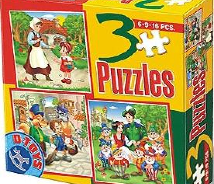 Puzzle - D-toys - Čer. Čiapočka, Pinokio, Snehulienka - DETSKÉ PUZZLE