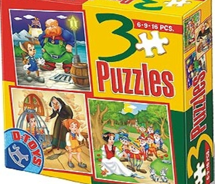 Puzzle - D-toys - Pinokio, Chalúpka, Snehulienka - DETSKÉ PUZZLE