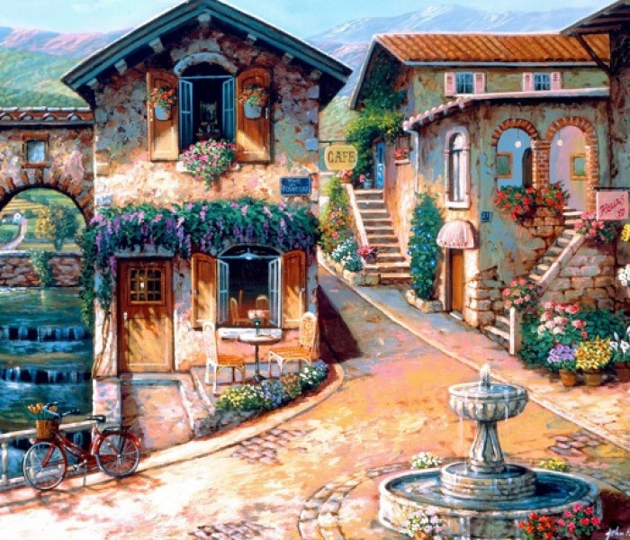 Puzzle - Bluebird - Fontána na námestí