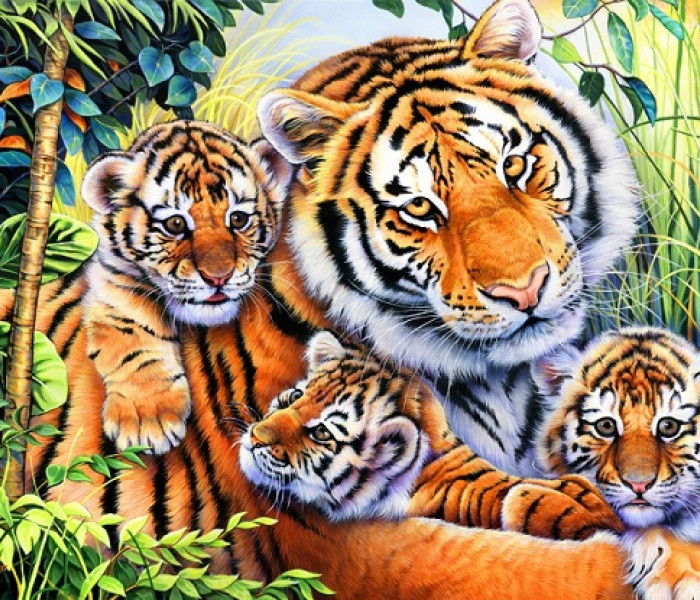 Puzzle - Bluebird - Tigria rodinka