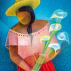 Puzzle - Bluebird - Nő virággal