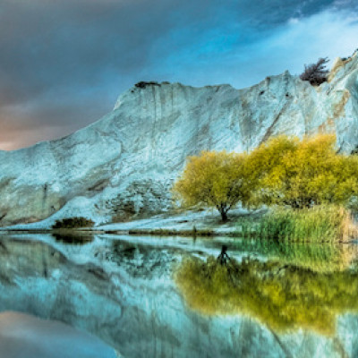 Niebieskie jezioro - Puzzle Panoramiczne 
