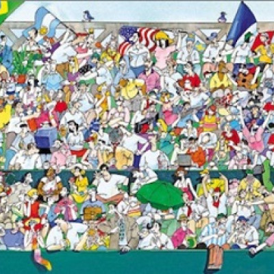 Športovní fanúšikovia - Panoramatické puzzle