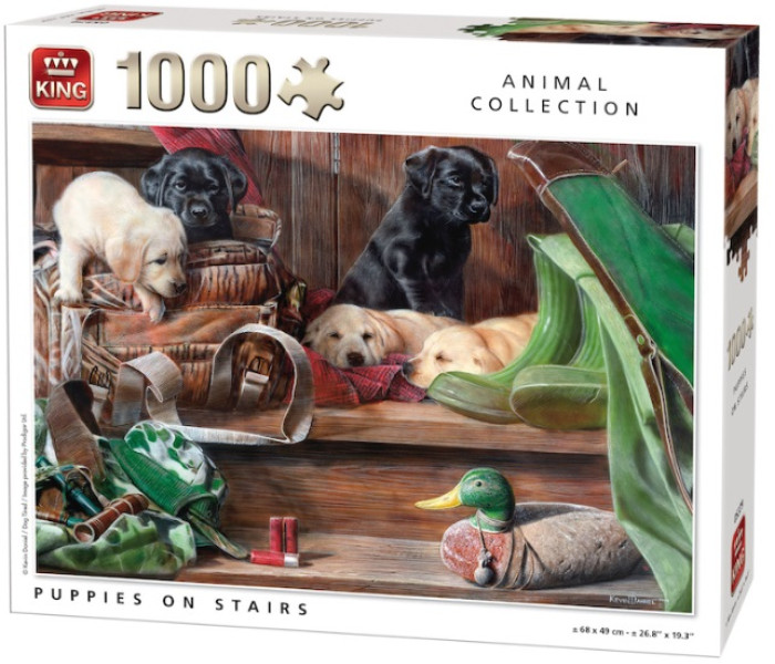 Puzzle - King - Cățeluși pe scări
