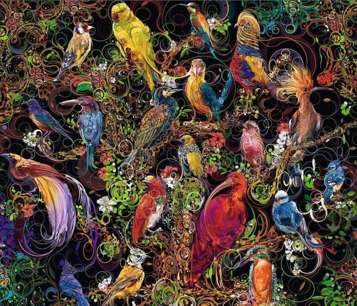 Puzzle - Ravensburger - Maľovaný vtáci
